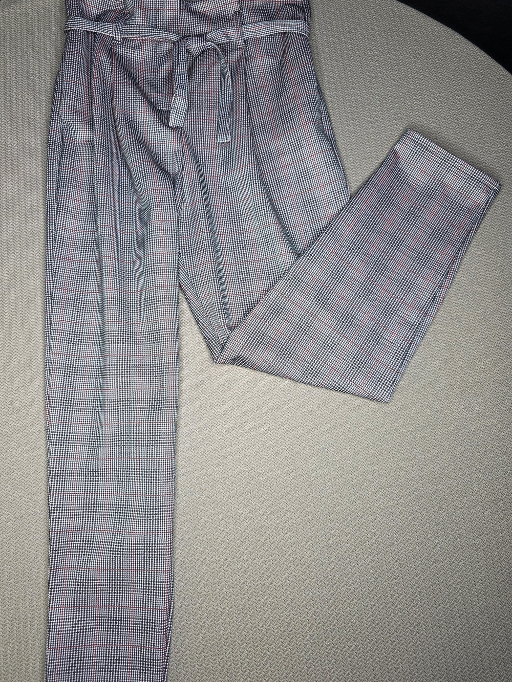 Soho Gray Glen Plaid Trousers with Red Check